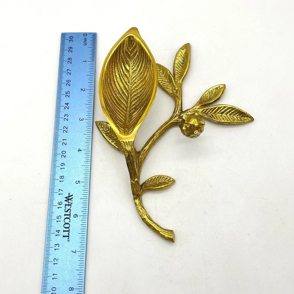 Brass Botanical Leaf Trinket Dish Catch All Tray Small Decorative Dish‎